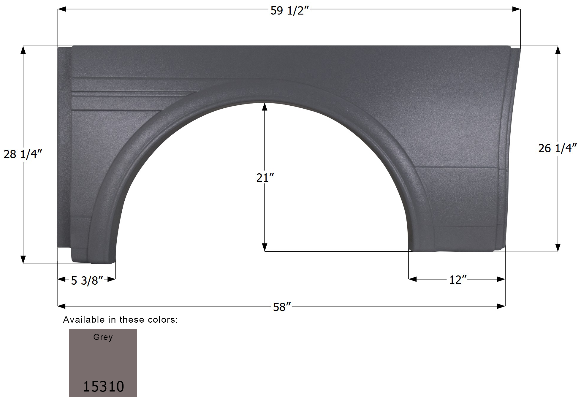 ICON - Fender Skirt, Single, National, FS5310, Grey Unpainted (Textured), RH