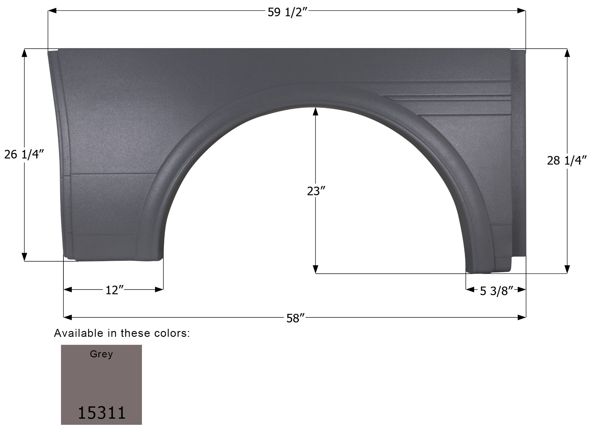 ICON - Fender Skirt, Single, National, FS5310, Grey Unpainted (Textured), LH