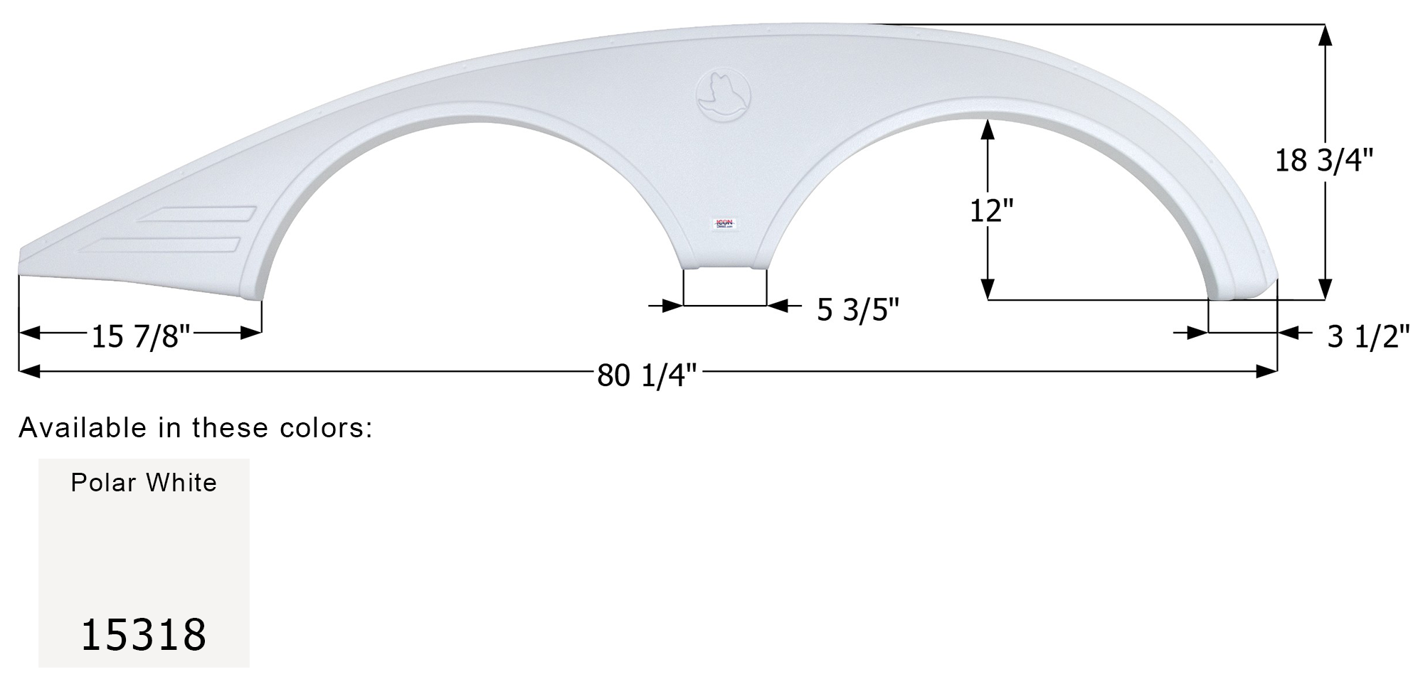 ICON - Fender Skirt, Tandem, Jayco, FS5318, Polar White, RH