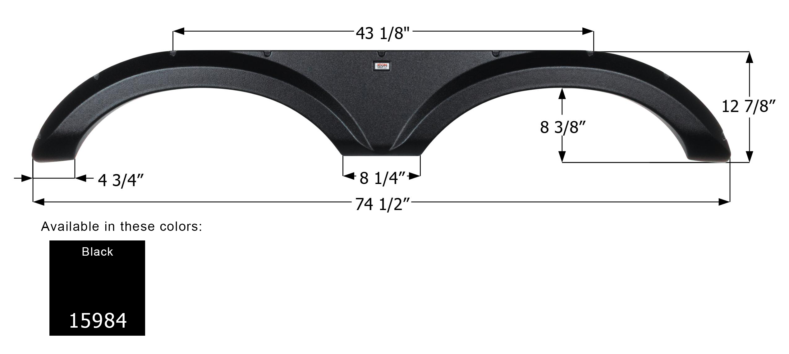 ICON - Fender Skirt, Tandem, Jayco, FS5984, Black