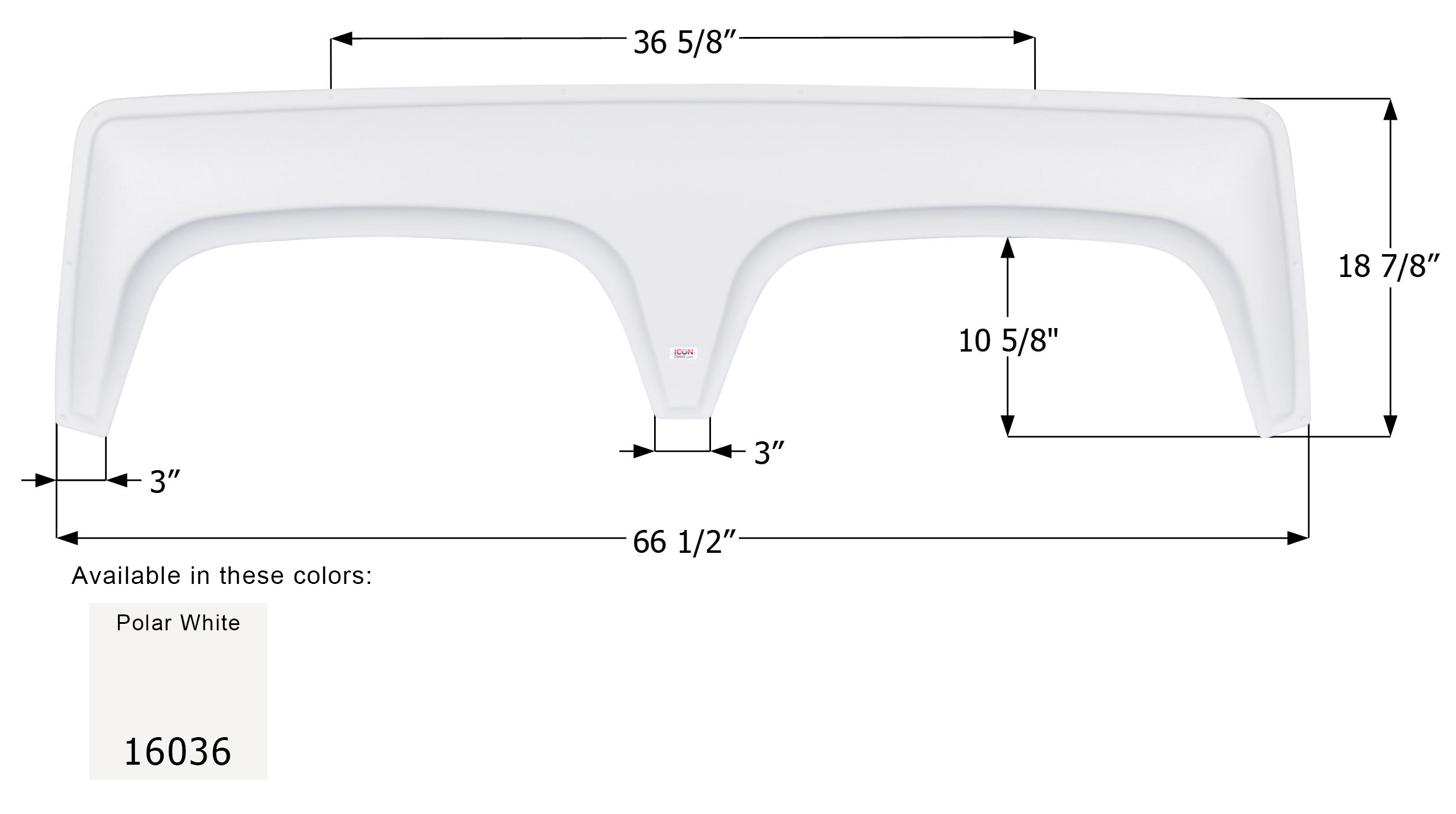 ICON - Fender Skirt, Tandem, Fleetwood, FS6036, Polar White