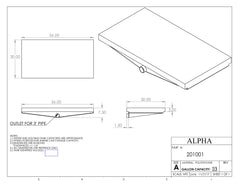 Alpha - 33 Gallon Black Holding Tank - 56" x 30" x 7.5" - 201BLANK