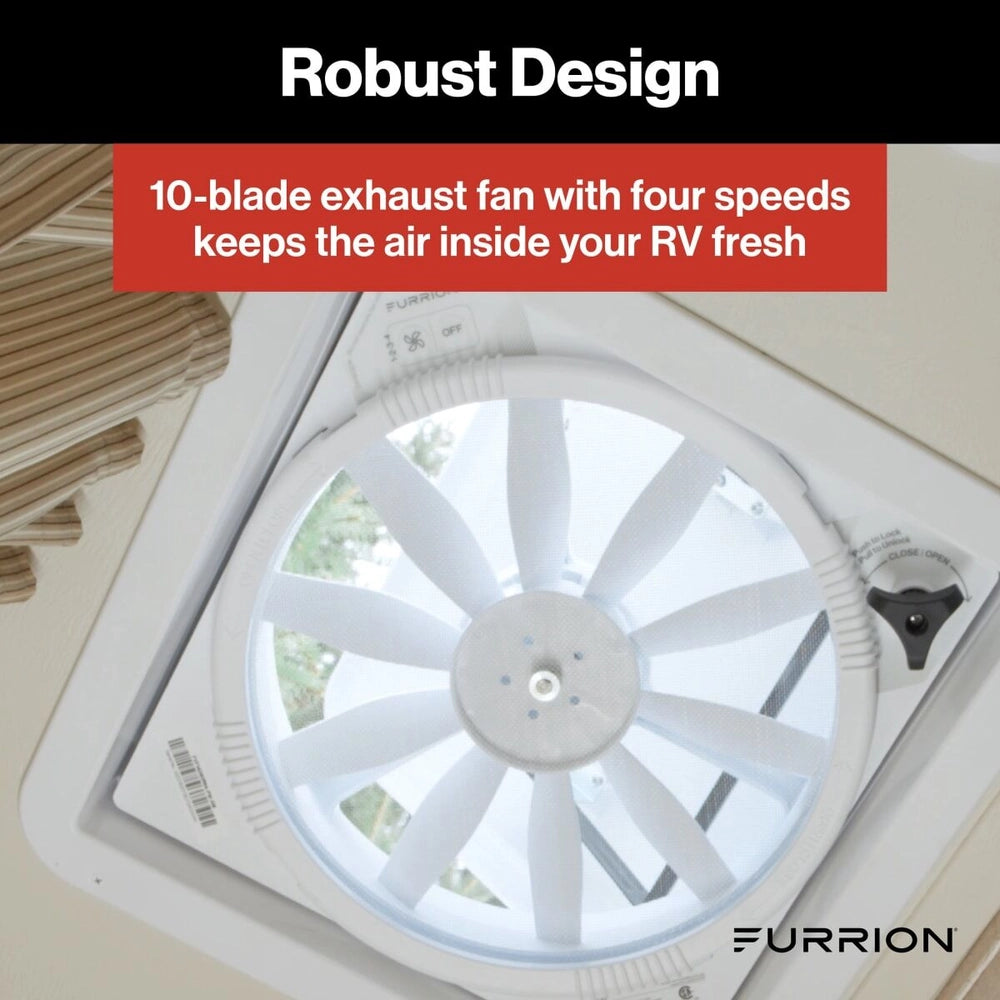 Furrion RV Roof Vent Fan With Lid Install Kit - 14" White #FVF14D90R6A-PS-AM