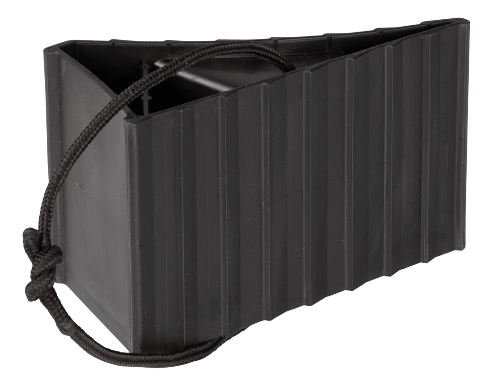 Lippert™ - Plastic Wheel Chock with Rope - 8.2" L x 4.75" W - Non-Slip Heavy-Duty Design - #2024121201
