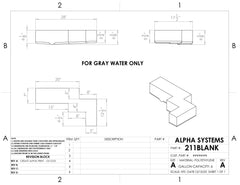 Alpha - 6 Gallon RV Holding Tank - 28" x 17.5" x 6.625" - 211BLANK - OEM Grade Black Water Tank