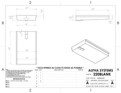 Alpha - 71 Gallon RV Fresh Water Tank - 60" x 37" x 9.75" - 220BLANK - FDA Approved Polyethylene