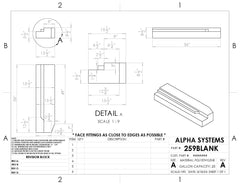 Alpha - 25 Gallons Fresh Water Tank - 56" x 15 1/2" x 8 1/2" - 259BLANK