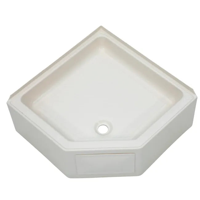 Lippert - 27" x 27" Corner Shower Pan - Center Drain - Parchment - ABS Acrylic - 298087
