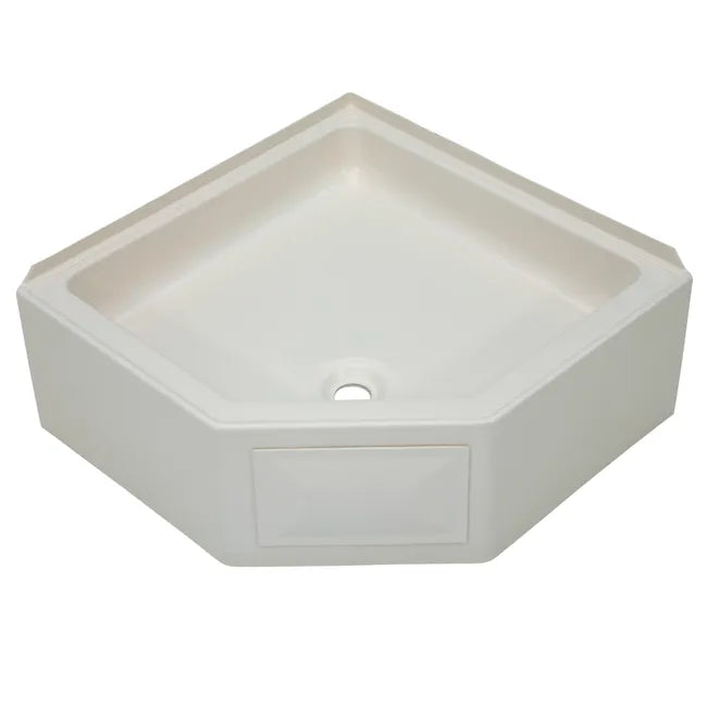 Lippert - 27" x 27" Corner Shower Pan - Center Drain - Parchment - ABS Acrylic - 298087