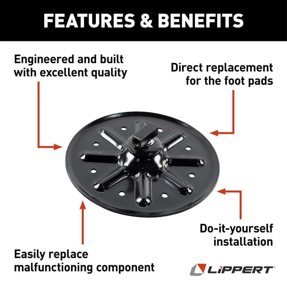 Lippert Replacement 5Th Wheel Landing Gear Foot Pads - 9" Round, 2-Pack #314667