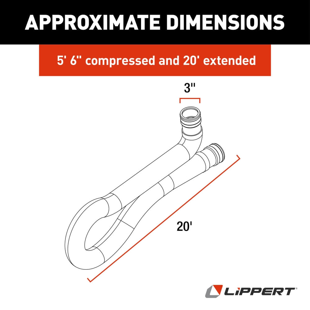 Lippert Waste Master 20' Extension Hose Kit For RV Sewer System #360784