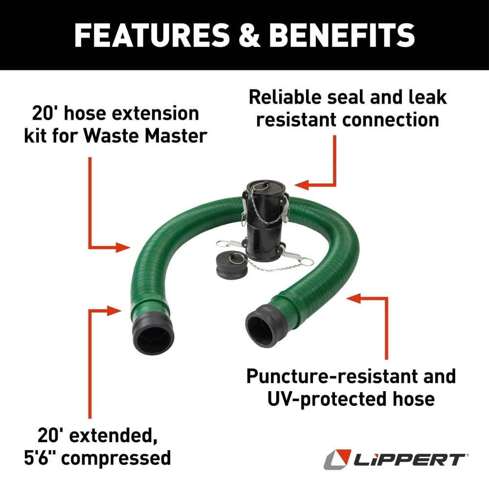 Lippert Waste Master 20' Extension Hose Kit For RV Sewer System #360784