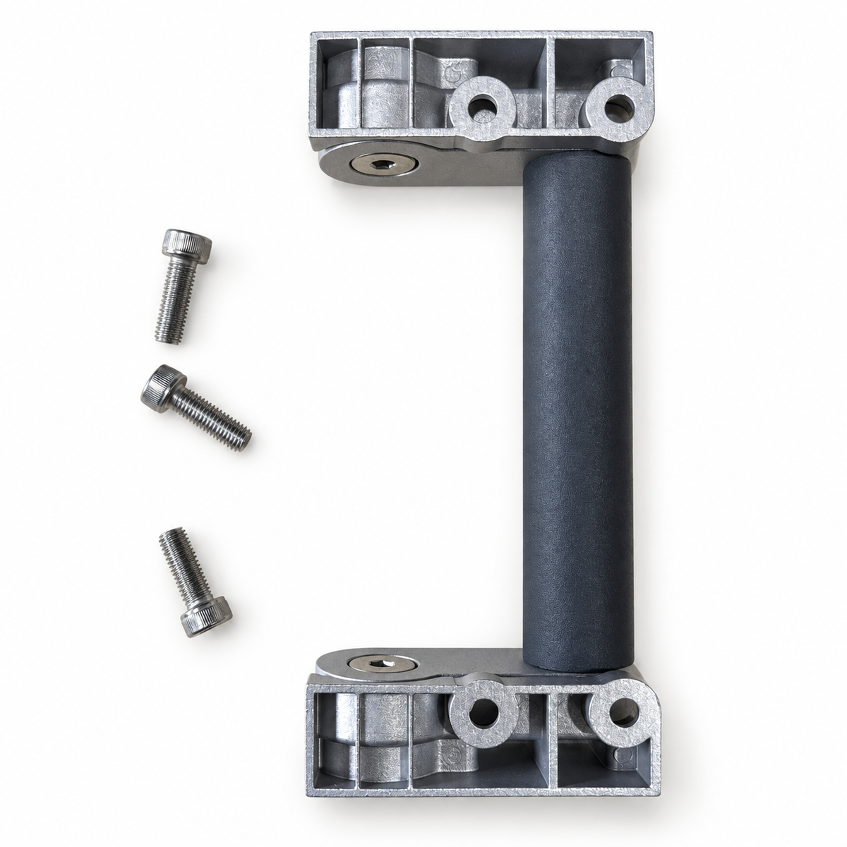 Dometic 4450021434 cooler handle kit — rear mounting-face view with loose mounting bolts on white background