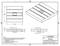 Alpha - 93 Gallons Fresh Water Tank - 59" x 58" x 8 1/2" * - 931BLANK