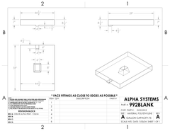Alpha - 75 Gallons Fresh Water Tank - 59" x 44 1/2" x 8 1/2" * - 992BLANK