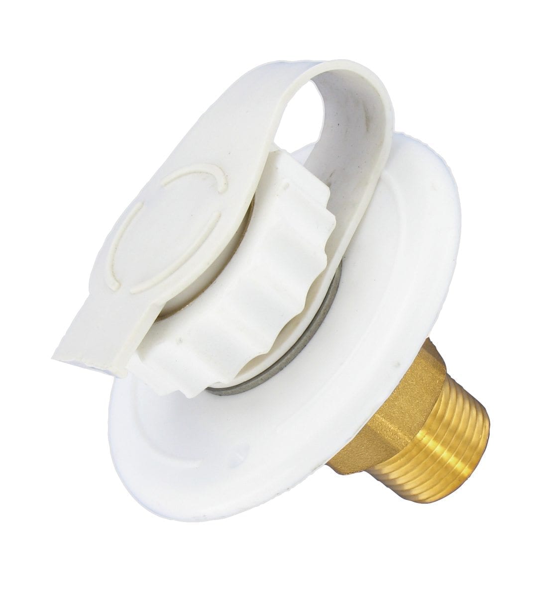 Valterra - City Water Inlet - 2-3/4 Inch Flange, MPT, Lead-Free Brass, White - VAL0170BU