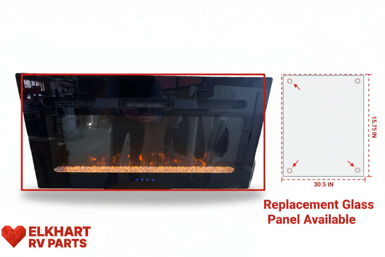 Covenant - 48" Electric RV Fireplace Glass Front Replacement - LFP48-CT WD914-48CT Flat Front with Crystals - OEM Authentic Part
