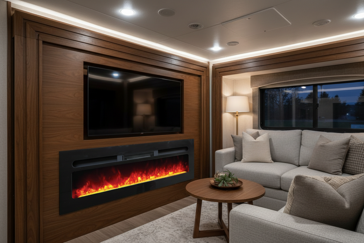 Covenant - 36" SLIM Electric RV Fireplace 110V with Crystals and Remote Control LFP36-CS