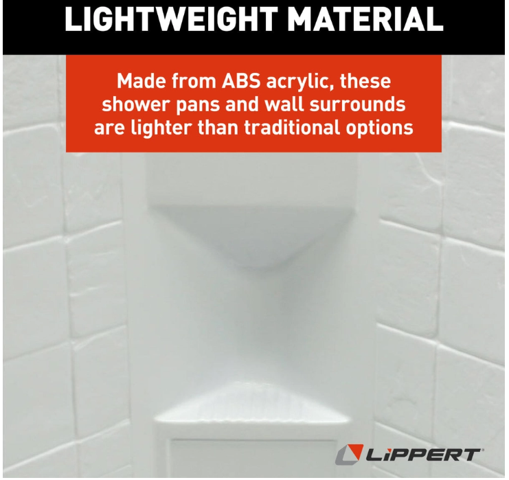 Lippert - Neo Angle Shower Wall Surround 34x34x68 - Parchment - 36203