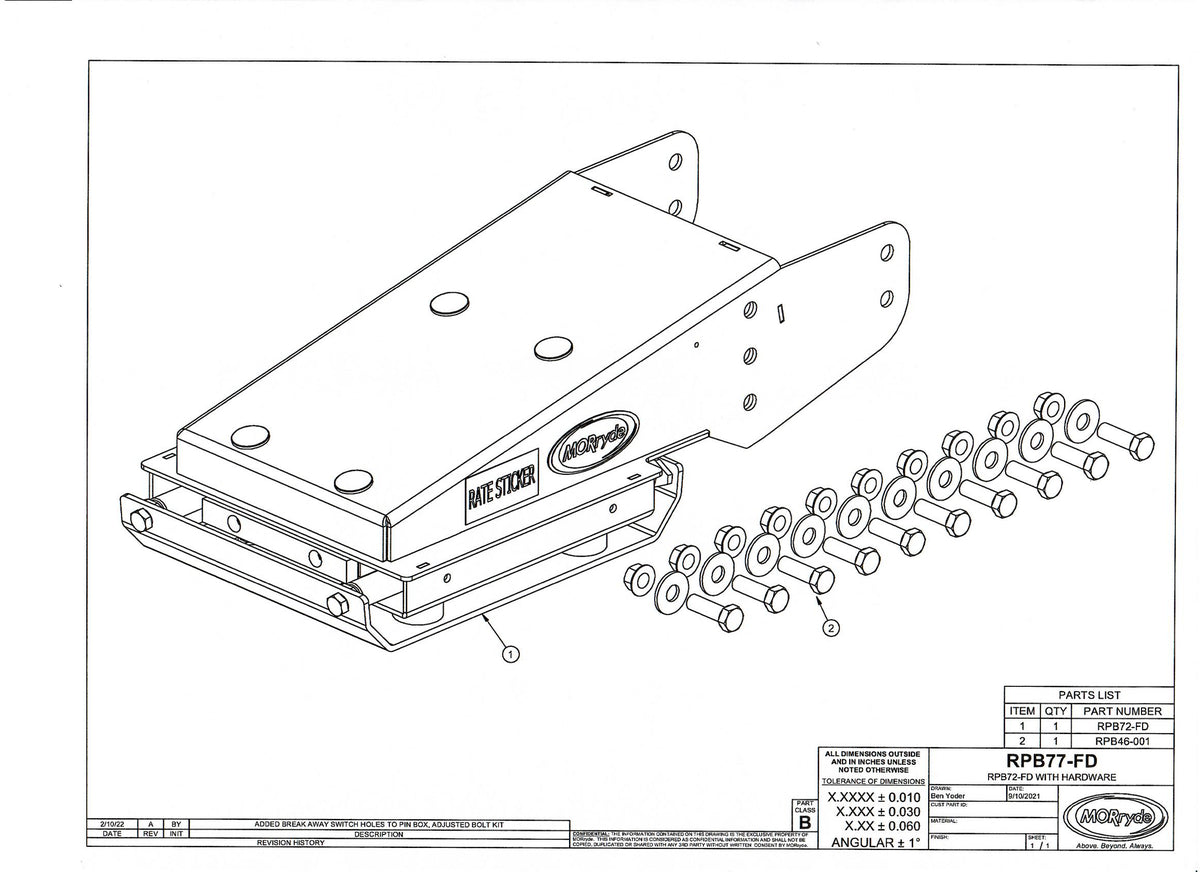 MORryde RPB72-1621SHD-TA-06 -  Replacement for Lippert 1621SHD +2IN. Over 18000lbs GVWR