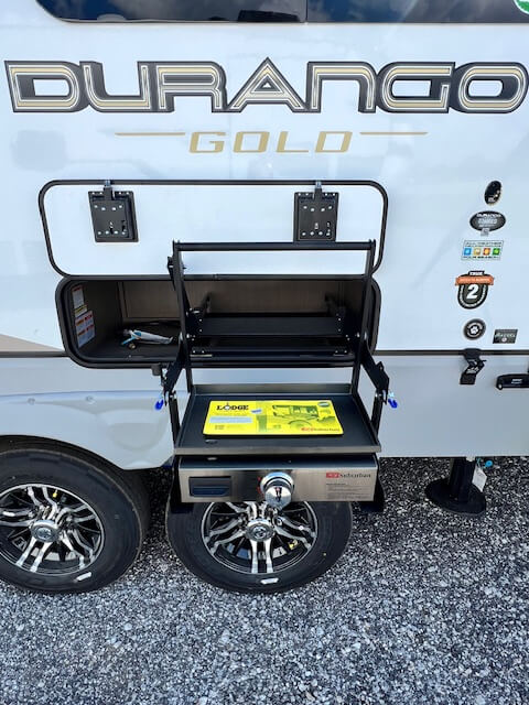 MORryde SP56-727 Slide Out Drop Down Griddle Tray - 100% Extension - 21.25" x 14.7" Table - 5.5" Drop - RV Kitchen Storage