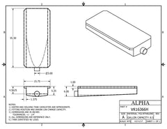 Alpha - 9.5 Gallon RV Holding Tank - 36" x 16" x 6" - VR16366HBLANK - OEM Grade Black Water Tank