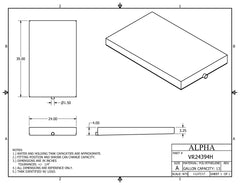 Alpha - 13 Gallon Black Holding Tank - Center Drain - 39" x 24" x 4" - VR24394HBLANK