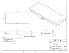 Alpha - 22.5 Gallon Black Holding Tank - Center Drain - 60" x 24" x 6" - VR24606HBLANK