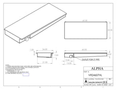 Alpha - 28.5 Gallon RV Holding Tank - Left Drain - 60" x 24" x 7" - VR24607HLBLANK - OEM Grade Black Water Tank