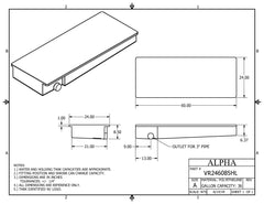 Alpha - 45 Gallon RV Holding Tank - Right Drain - 51" x 34" x 7.875" - VR345175HBLANK - OEM Grade Black Water Tank