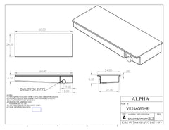 Alpha - 36.5 Gallon RV Holding Tank - Left Drain - 60" x 24" x 8.5" - VR246085HRBLANK - OEM Grade Black Water Tank