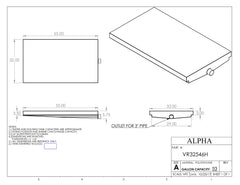 Alpha - 32 Gallon RV Holding Tank 55x32x5.75 VR32546HBLANK - OEM Grade Black Water Waste Tank