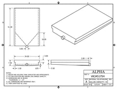 Alpha - 45 Gallon RV Holding Tank - 51" x 34" x 7.875" - VR345175HBLANK - OEM Grade Black Water Tank