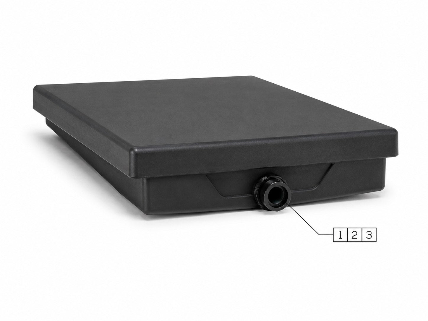 Alpha VB32547HBLANK 39 gallon black RV holding tank angled perspective view
