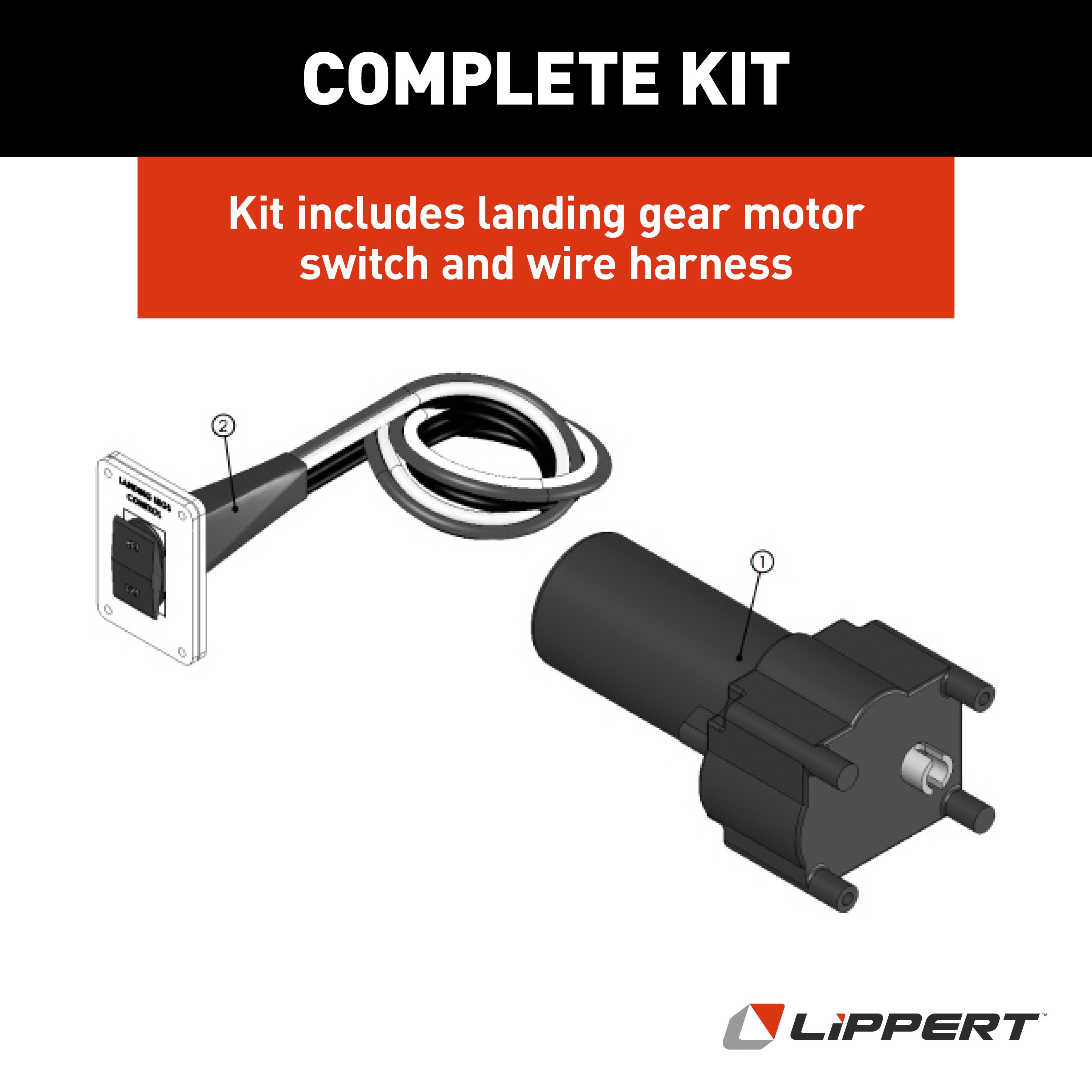 Lippert Power Gear Standard Landing Gear Motor & Ip-Rated Switch Kit #217884 - Image 6