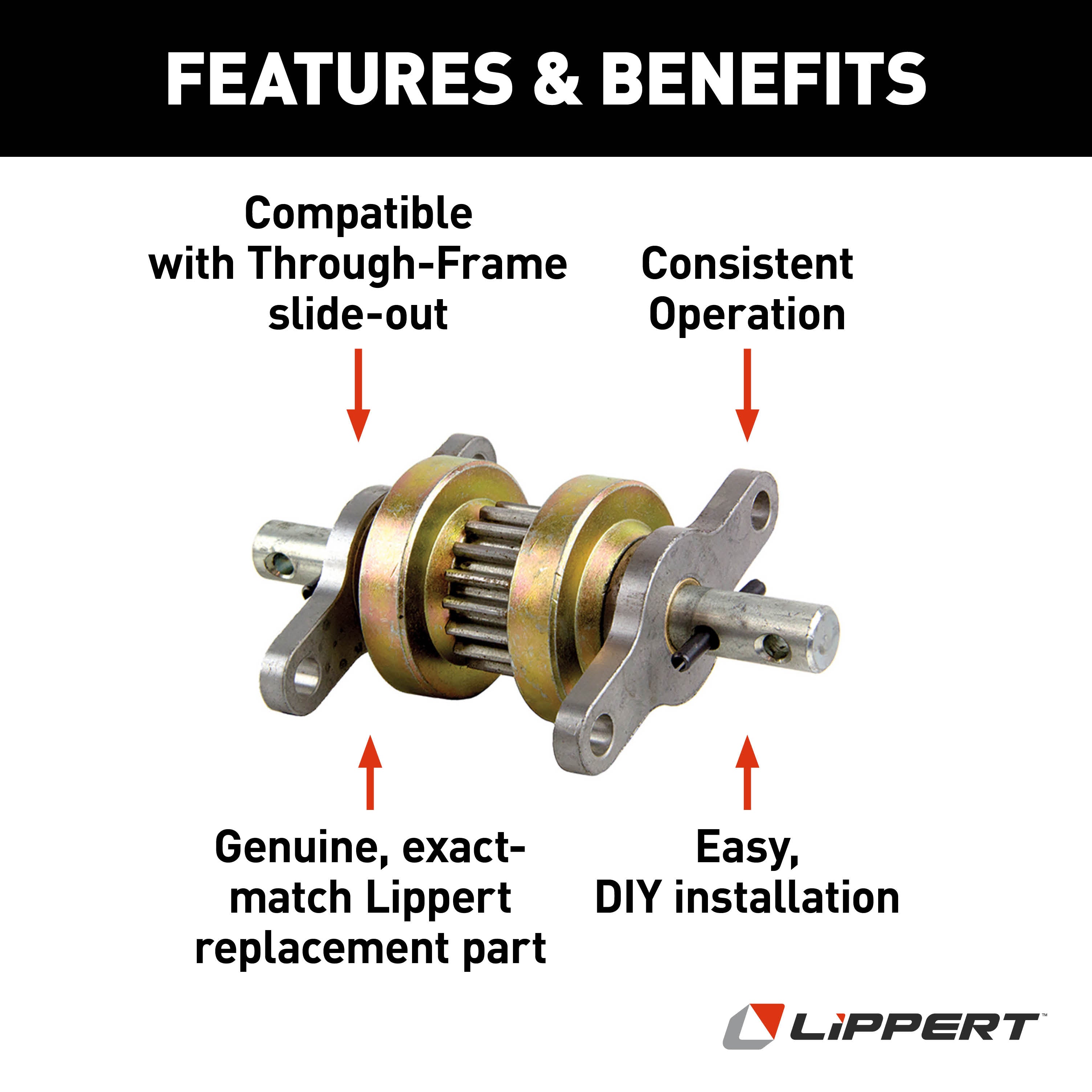 Lippert Replacement 2.5 X 2.5 Heavy-Duty Rv Through-Frame Slide-Out Gear Pack Assembly #123356 - Image 4
