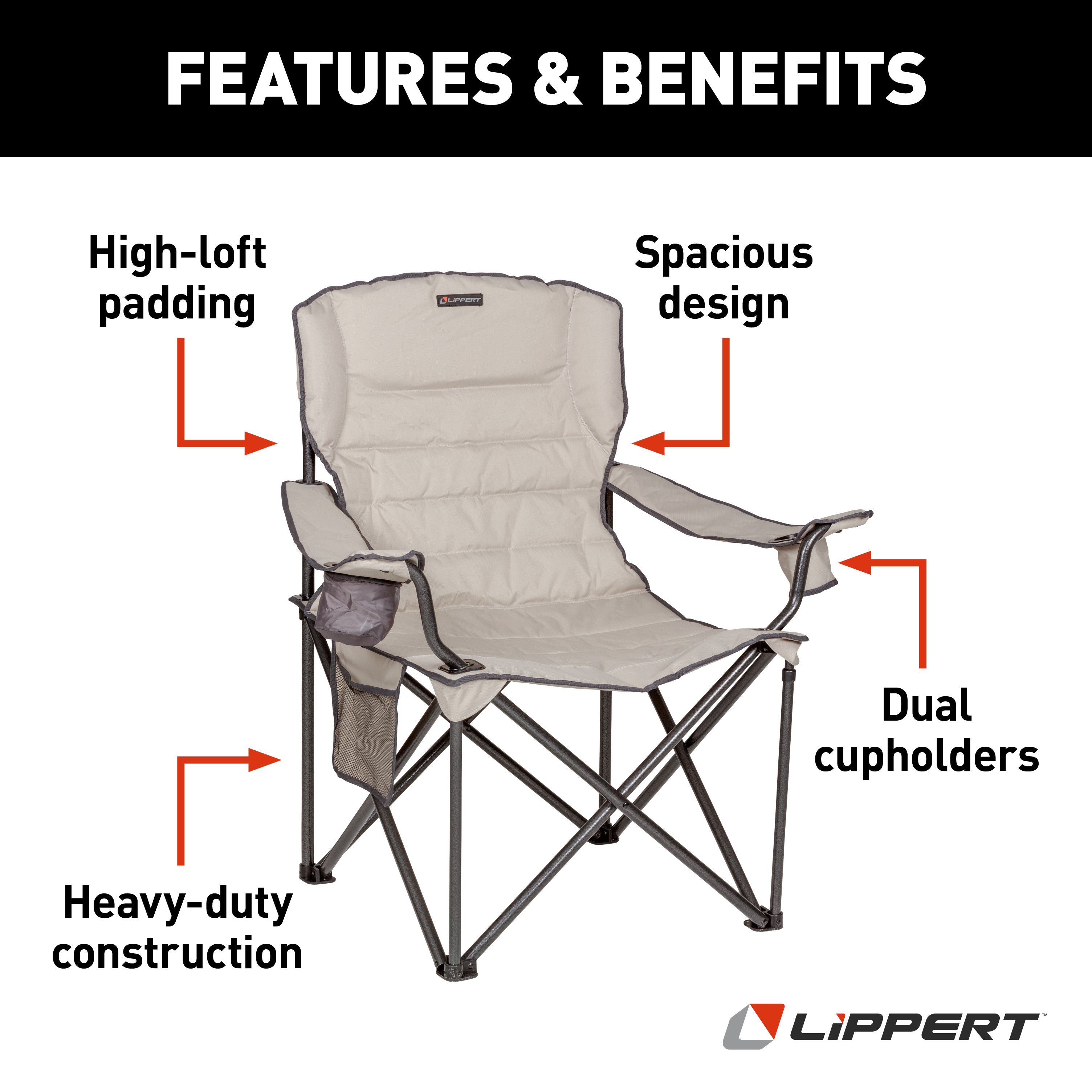 Lippert Campfire Deluxe Folding Chair - Sand #2022114819 - Image 2
