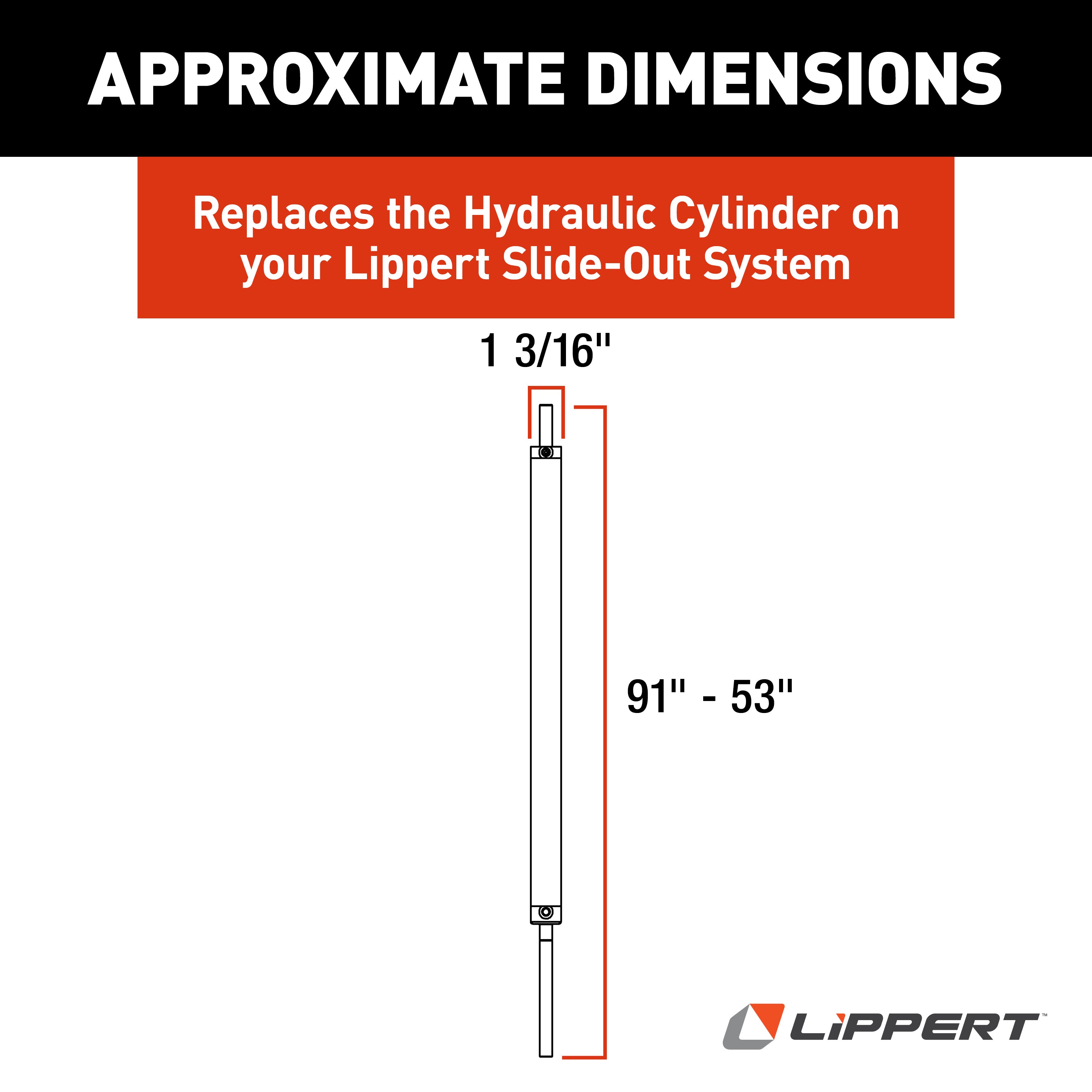 Lippert 53" Hydraulic Cylinder With 38" Stroke; 1-1/2" Bore; 3/4"-10 Thread - Image 2