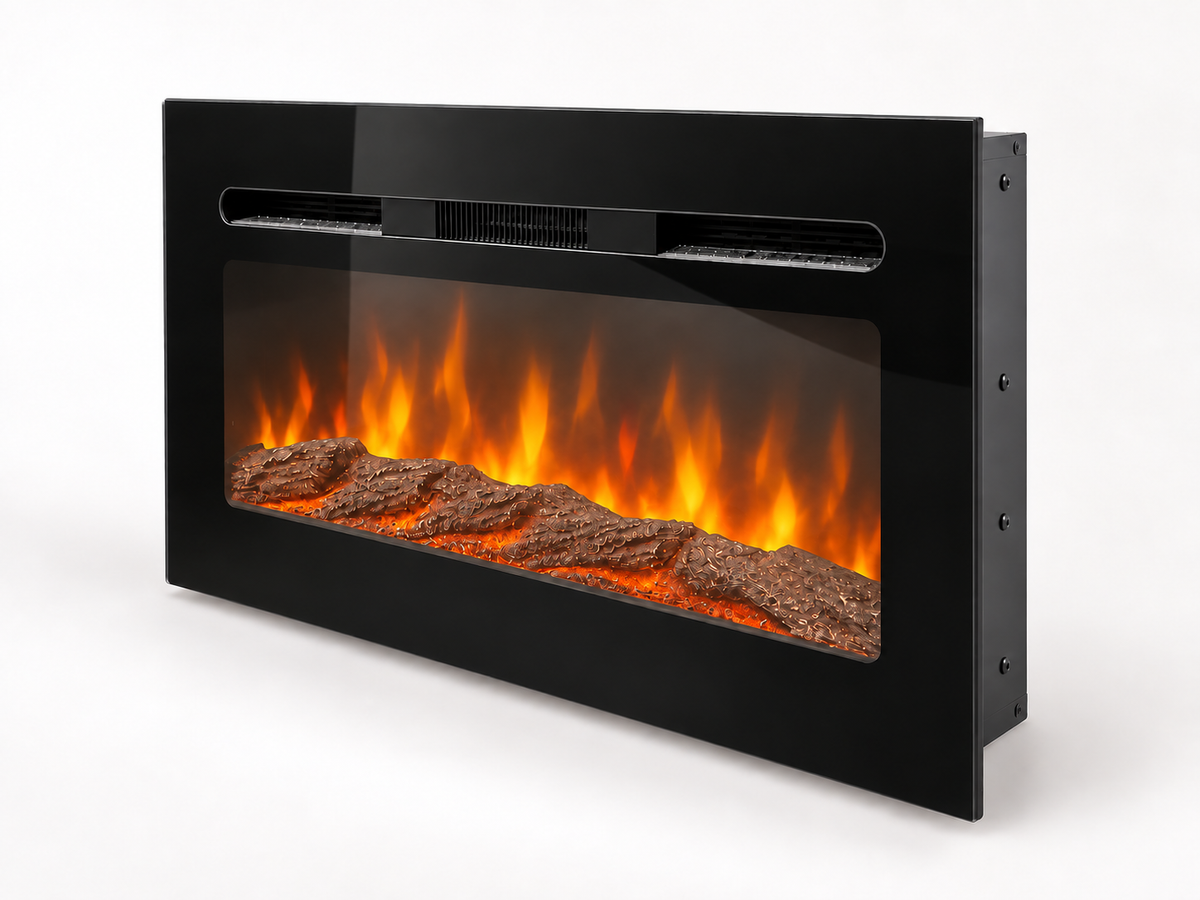 Covenant LFP26-LT 26 inch electric LOG fireplace with flames on