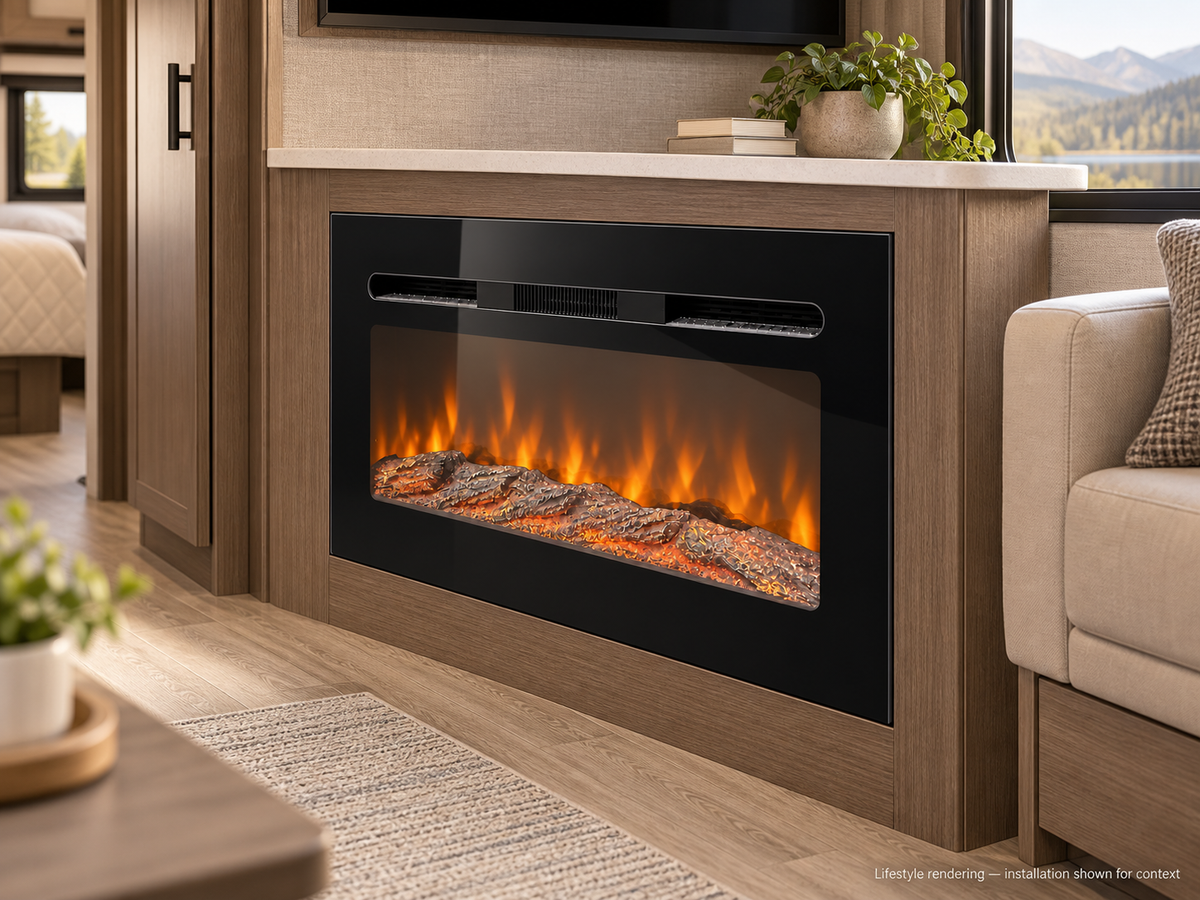 Covenant LFP26-LT 26 inch electric LOG fireplace lifestyle rendering