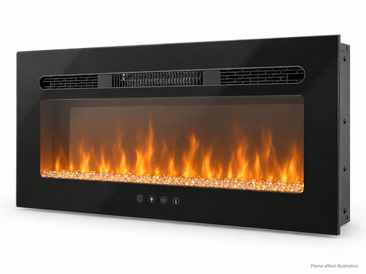 Covenant LFP30-CT 30 inch crystal electric RV fireplace — flame effect illustration