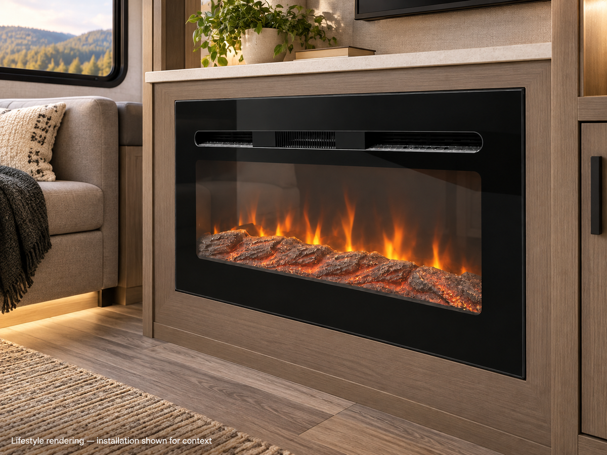 Covenant LFP30-LT 30 inch electric LOG fireplace lifestyle rendering