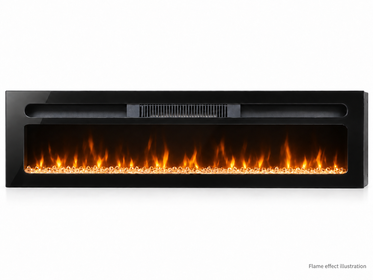 Covenant LFP36-CS 36 inch Slim crystal electric RV fireplace — flame effect illustration