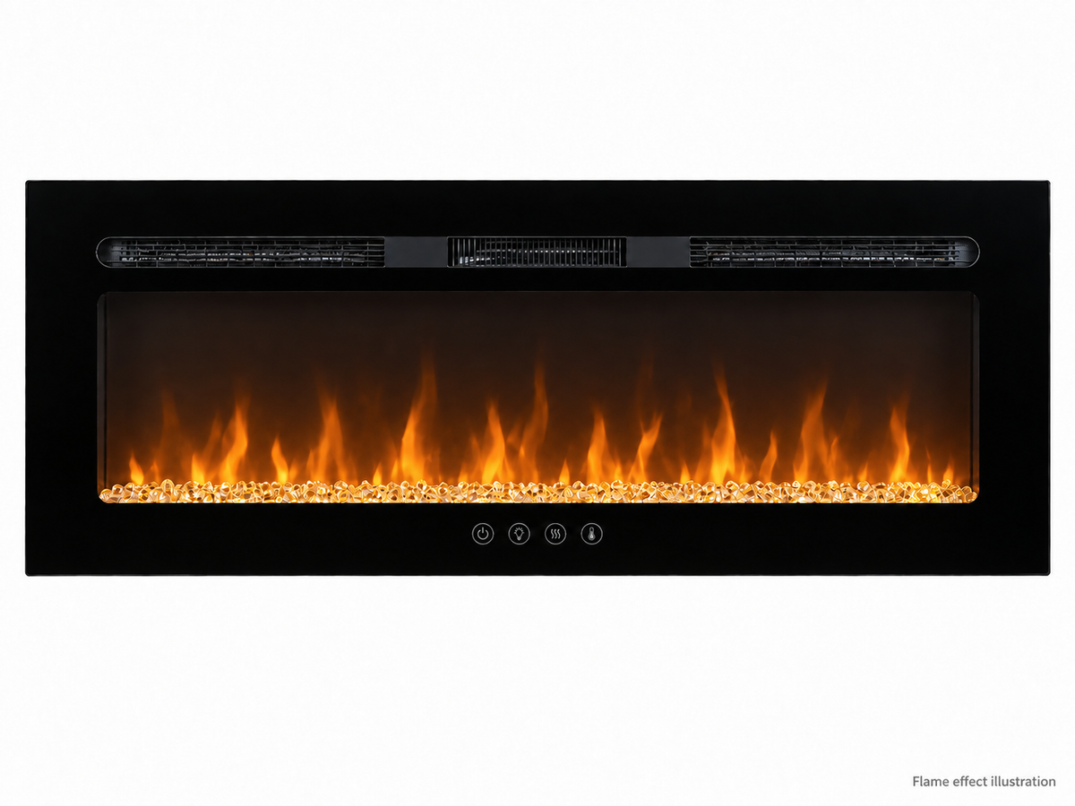 Covenant LFP48-CT 48 inch crystal electric RV fireplace — flame effect illustration