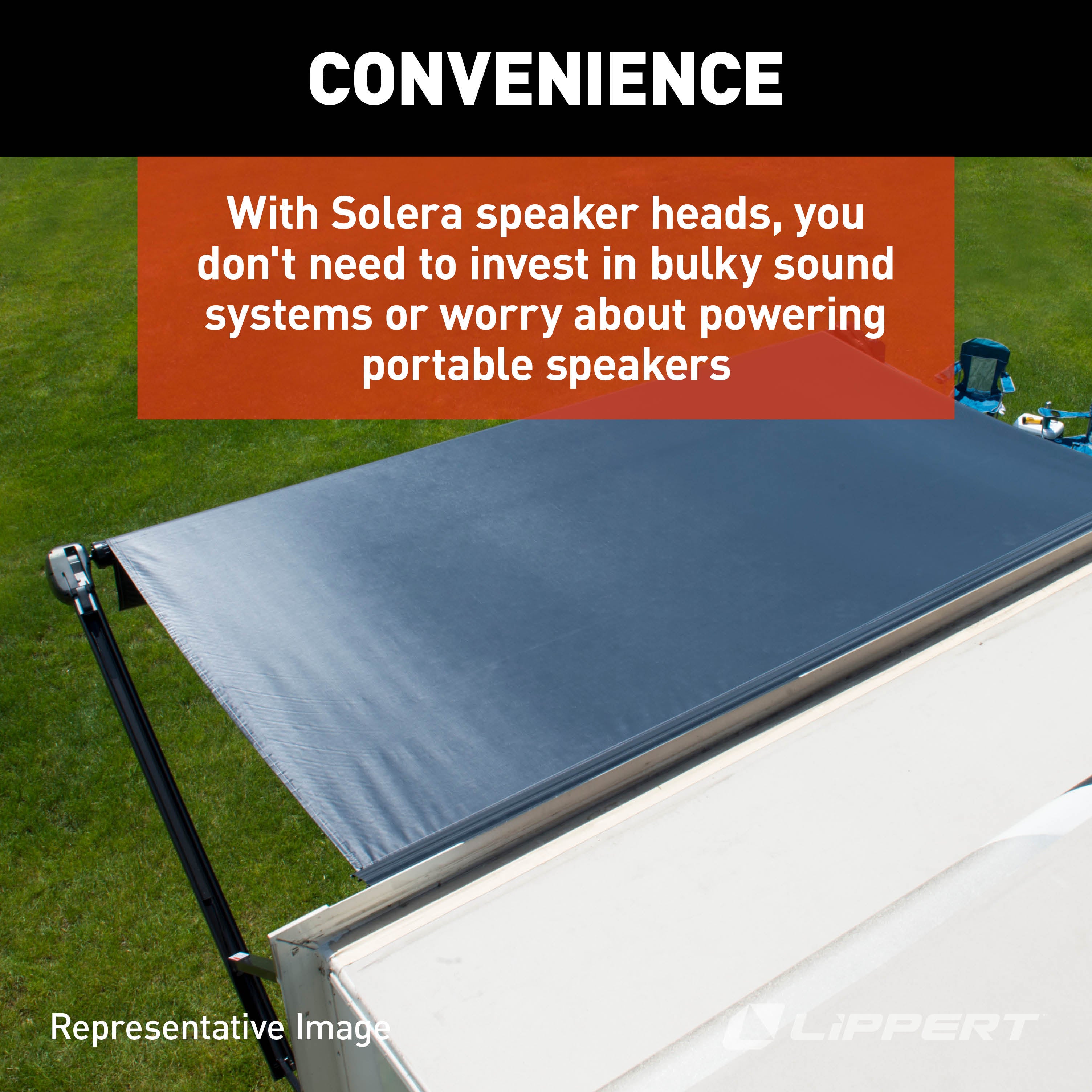 Solera Speaker Head Power Hardware Kit For Flat Awnings  (69" Arms) White #351397 - Image 4