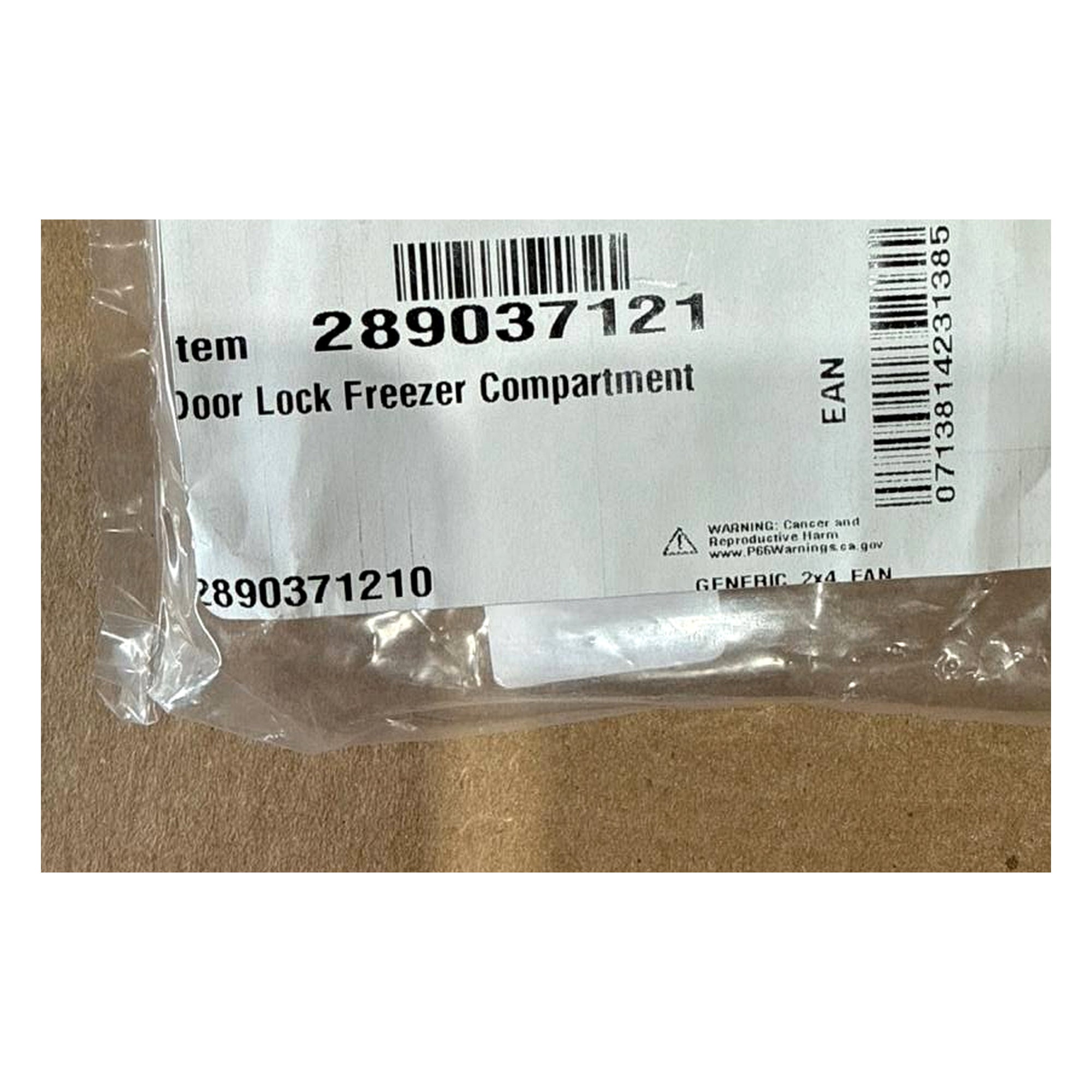 Dometic freezer compartment door lock package label - Part# 289037121