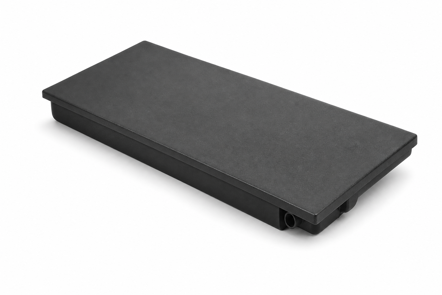 Elkhart Plastics 28 gallon RV holding tank 55.75 x 23.75 x 8 inches - photorealistic three-quarter view