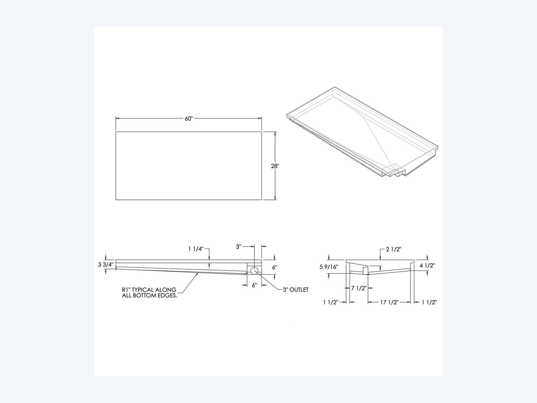Elkhart Plastics - 30 Gallon RV Holding Tank 60x28x6.125 - EPI 4339 H1259000 Black Polyethylene OEM (hero)