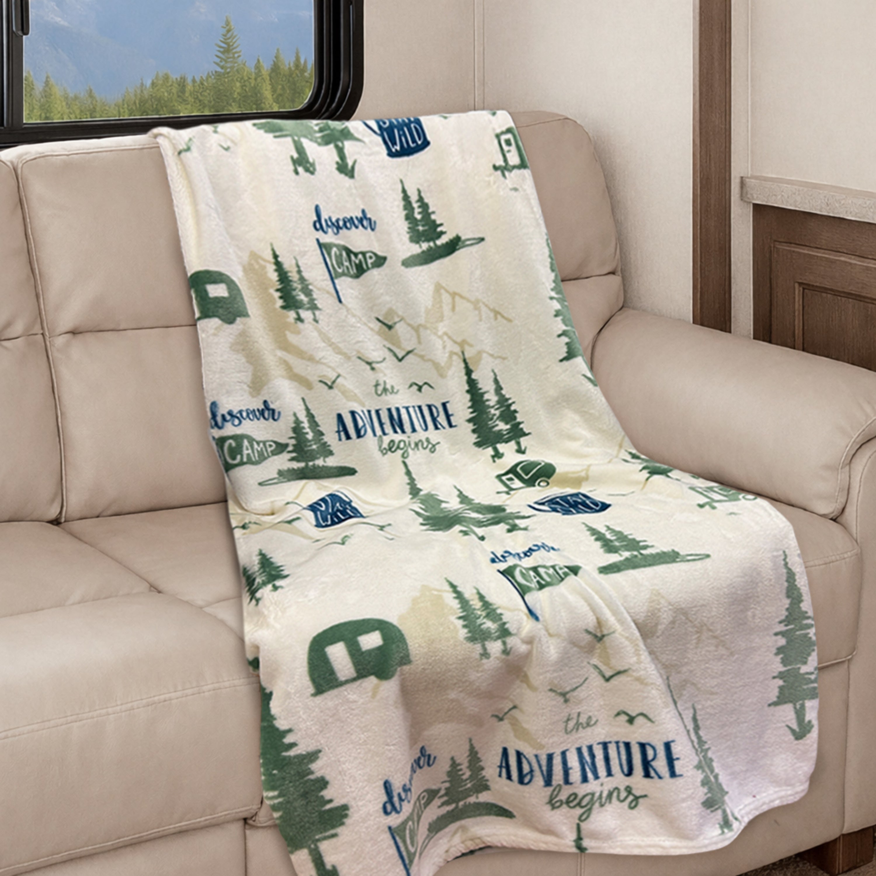 Wander & Rest™ Throw Blanket - Adventure Begins Design, Ivory, 50" x 72" #2024121155