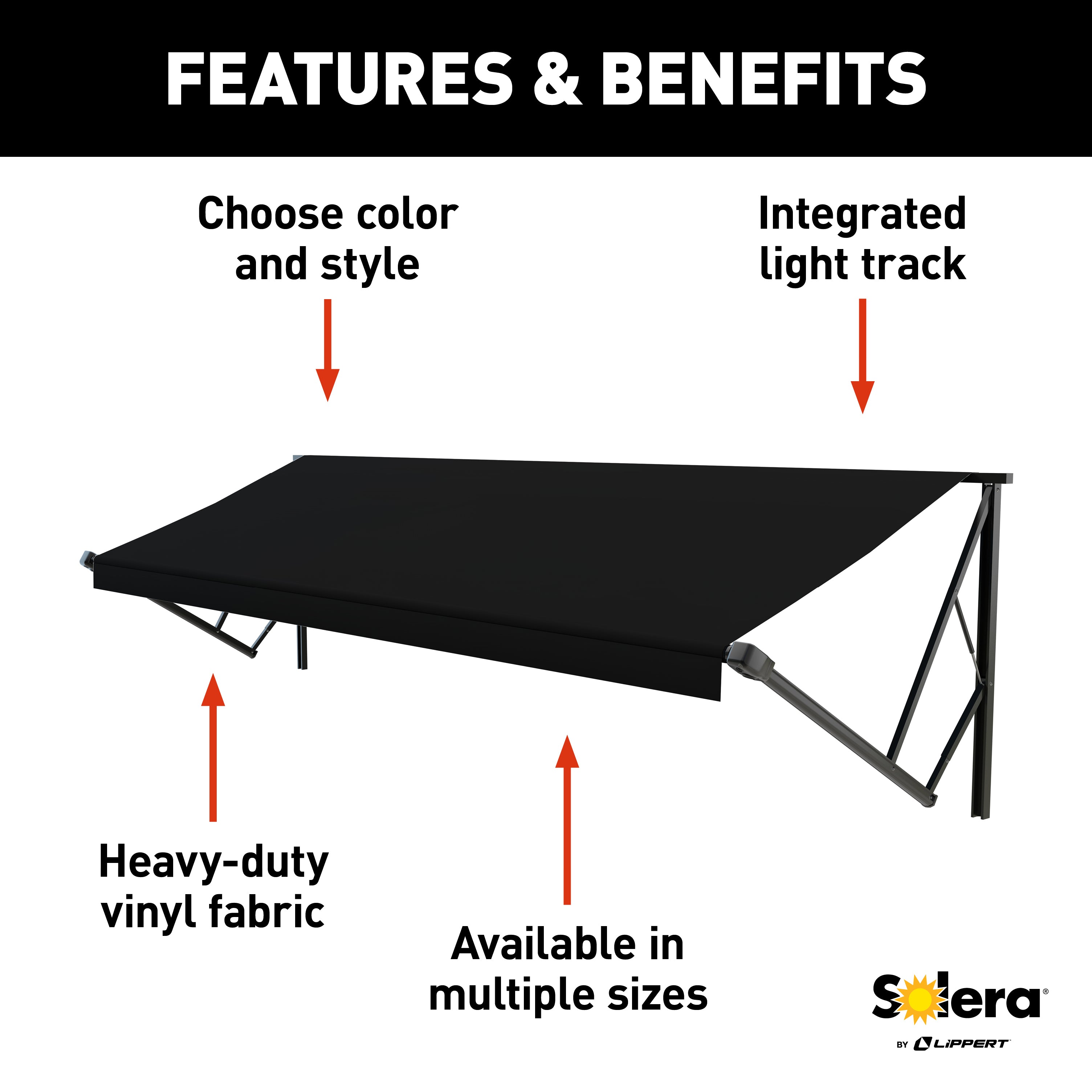 Solera® - 16' Power & Hybrid RV Awning Roller Assembly - Prepflex Solid Black - #V000392369